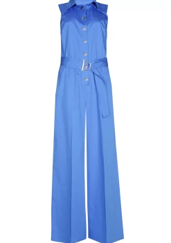 1577-27 / Comfortabele Jumpsuit In Katoen, Enkellengte, Wijd Been