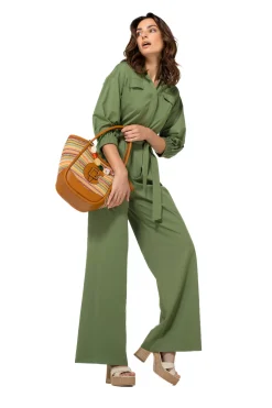 1568-60 / Comfortabele Jumpsuit In Katoen, Wijd Been