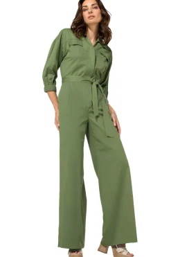 1568-60 / Comfortabele Jumpsuit In Katoen, Wijd Been