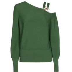 1257-62 / Elegante Fijn Gebreide Pull Met Schoudereffect