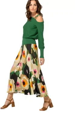 1257-62 / Elegante Fijn Gebreide Pull Met Schoudereffect