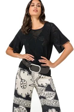 1249-10 / Fijn Gebreide Pull Met Bloemeffect