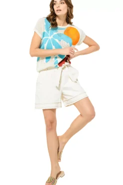 3202-89 / Half Doorzichtige Gebreide Zomerse Pull