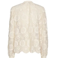 1605-34 / Rechtvallende Bloes In Stretch Tulle Met Broderie