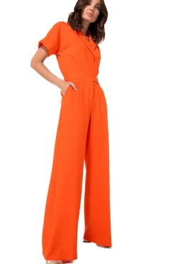 1580-53 / Soepelvallende Comfortabele Jumpsuit, Wijd Been