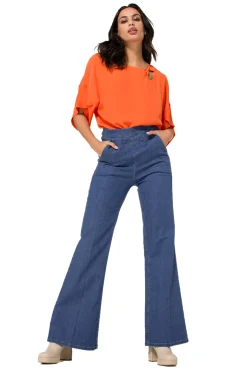 1515-24 / Soepelvallende Geklede Jeans, Wijd Been, Normal Waist