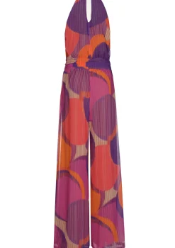 1575-49 / Soepelvallende Geklede Jumpsuit, Wijd Been, Plisse Effect