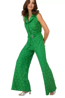 1529-63 / Soepelvallende Jumpsuit In Kant, Wijd Been