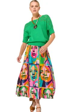 1702-79 / Soepelvallende Midirok Pop-Art
