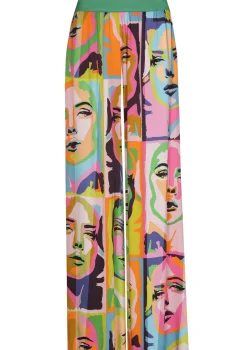 1542-79 / Soepelvallende Palazzobroek, Normal Waist, Pop-Art Print