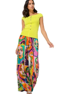 1542-79 / Soepelvallende Palazzobroek, Normal Waist, Pop-Art Print