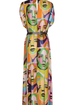 1142-79 / Soepelvallende Pop-Art Midi Jurk
